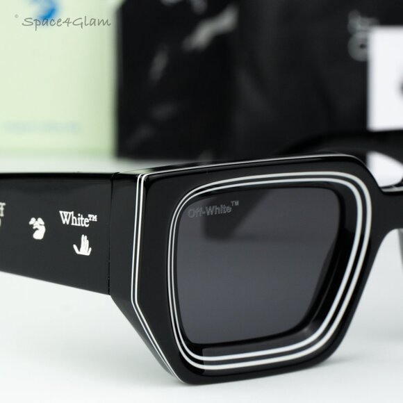 Off-White Men Sunglasses Black Grey Square OERI048 FRANCISCO 1007 NEW AUTHENTIC - Picture 4 of 10